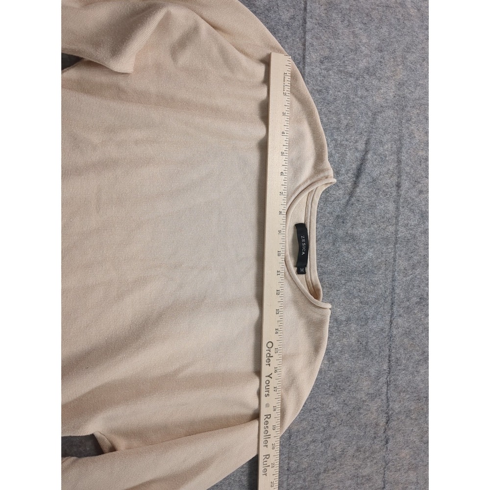 ZESICA Women's Cropped Sweater Medium Beige‎ Long Sleeve Beige - Picture 4 of 10